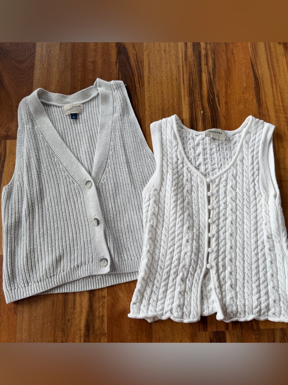 Grey and Cream Knit Button-Front Vest bundle - both included